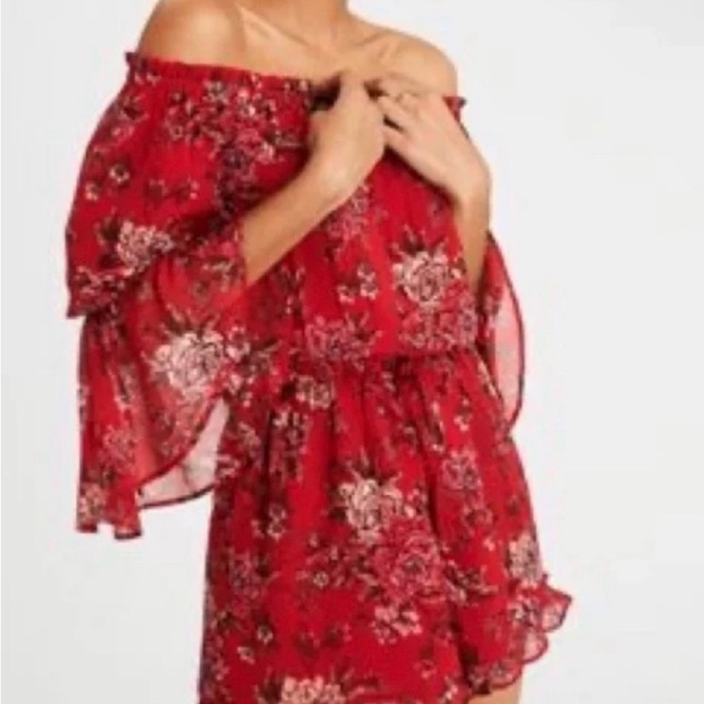 American Eagle Outfitters Red Floral Jumpsuit